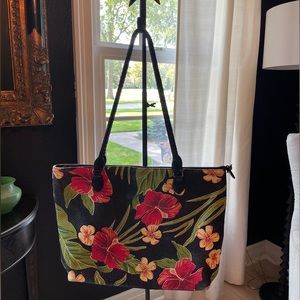 Coldwater Creek Floral tote with Leather details